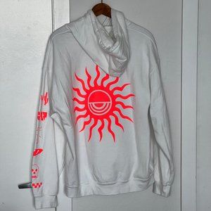 PARADISED Mexican Sun Hoodie Sz L White w graphic print on back sweatshirt